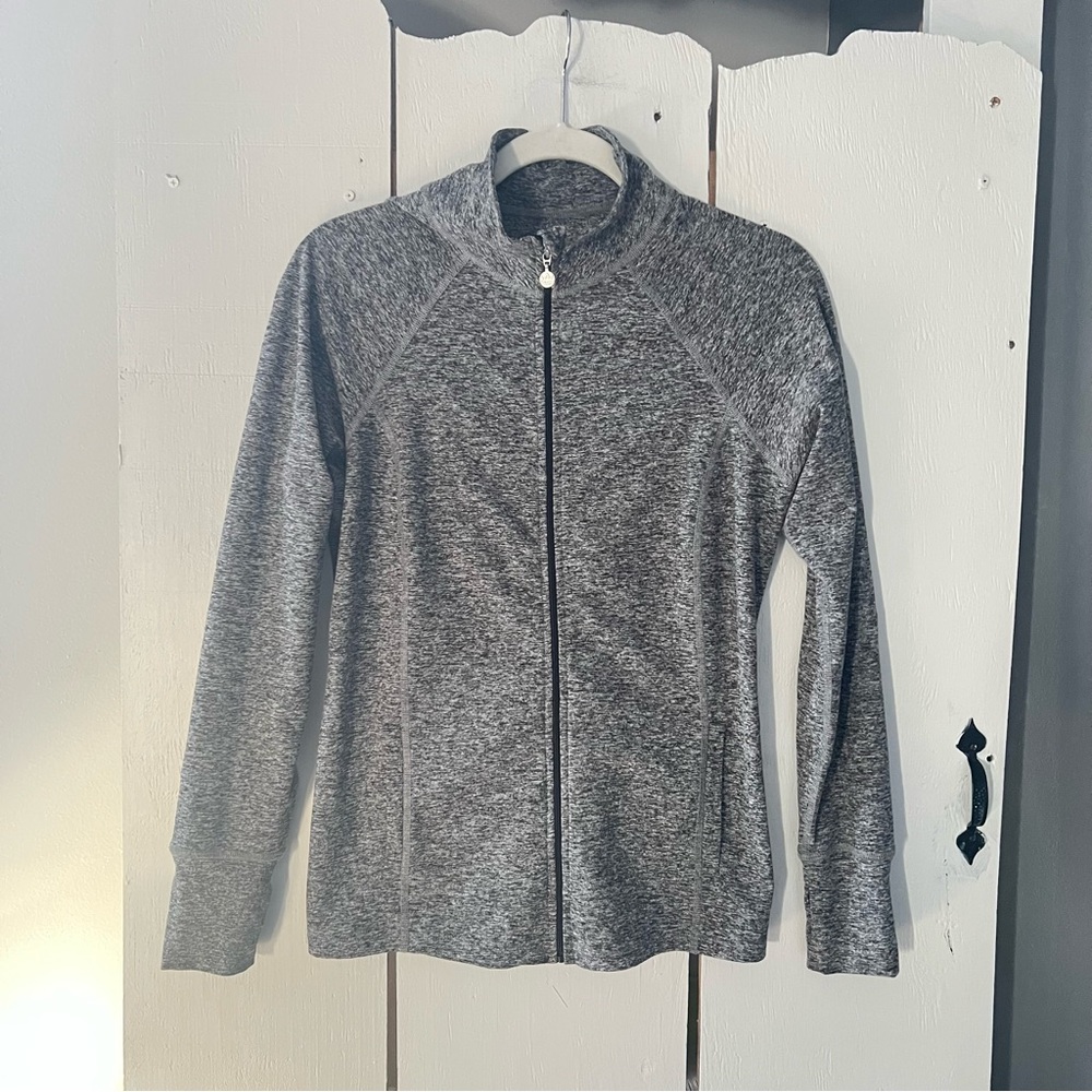 Beyond Yoga Size M Eat Sleep Re-Pleat Space Dye Full Zip Athletic Jacket Gray